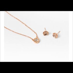 COACH Open Circle Necklace And Tea Rose Stud Set